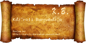 Károli Barnabás névjegykártya